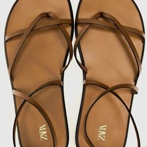 *BRAND NEW* ZARA LACE UP TIED FLAT LEATHER SANDALS